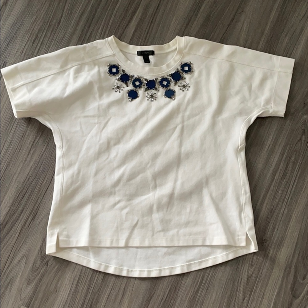 J. Crew structured white shirt with gems